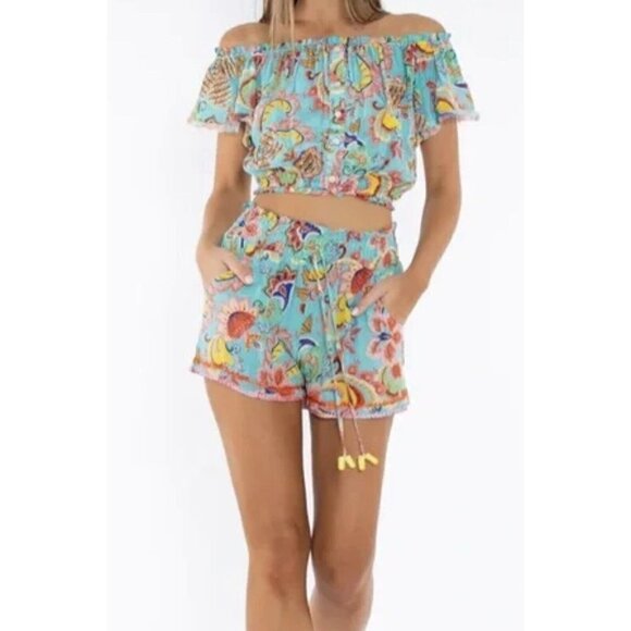 Taj Pants - Taj by Sabrina Crippa Canna Shorts Embroidered Floral Size Small NWTS NEW (O)